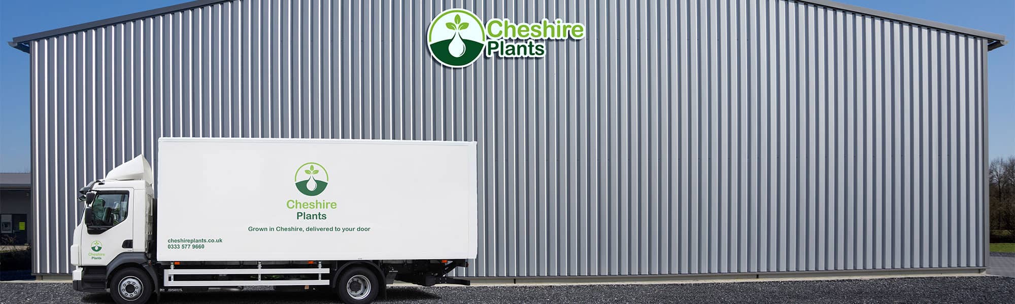 Delivery truck outside Cheshire Plants warehouse